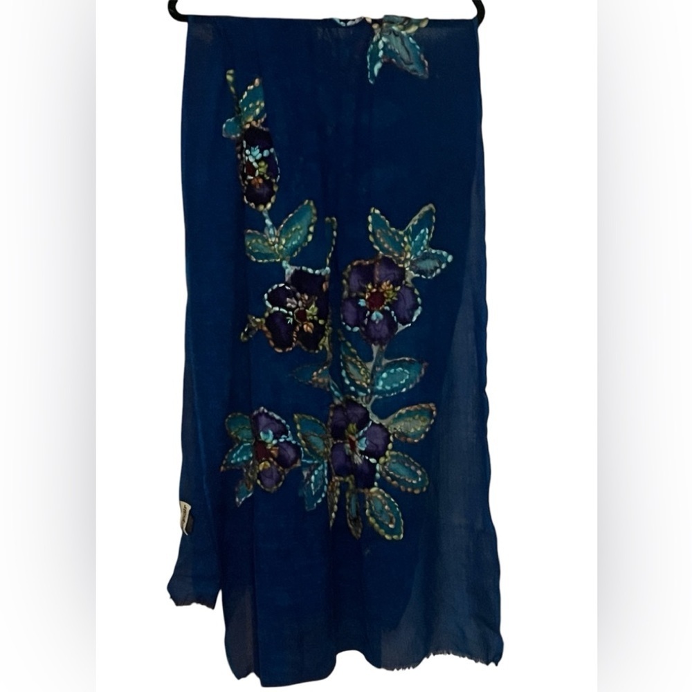 Signals Exclusive Floral Wool Sheer Accent Scarf Blanket